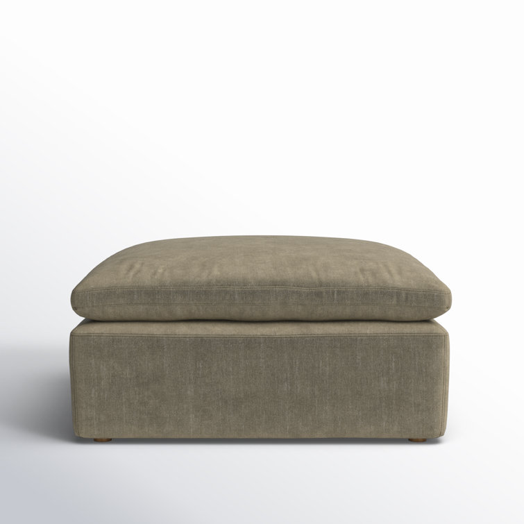 Desert Sage Performance Fabric Square Ottoman with Feather Cushion