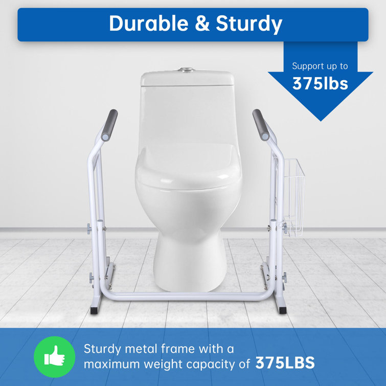 White Metal Toilet Safety Frame with Padded Handles