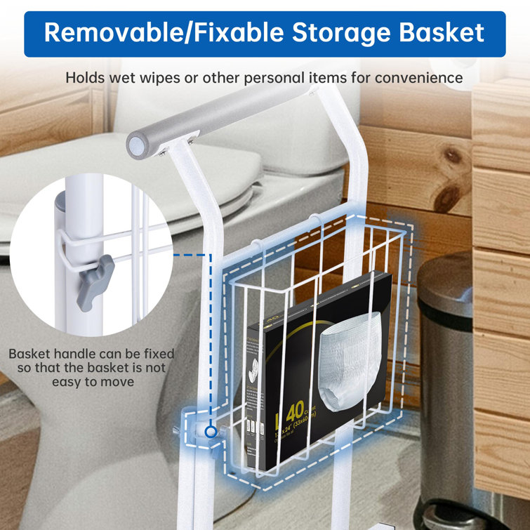 White Metal Toilet Safety Frame with Padded Handles