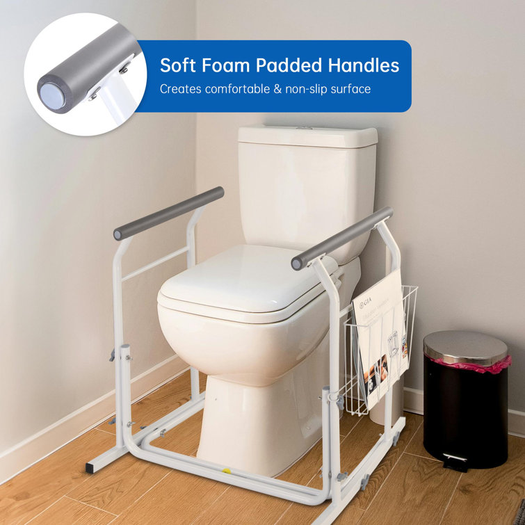 White Metal Toilet Safety Frame with Padded Handles