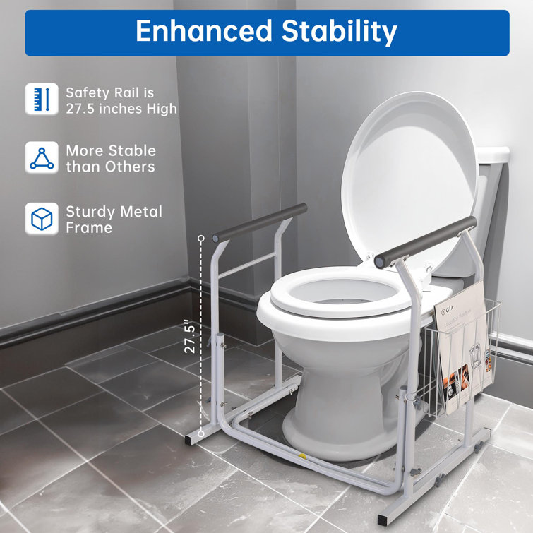 White Metal Toilet Safety Frame with Padded Handles