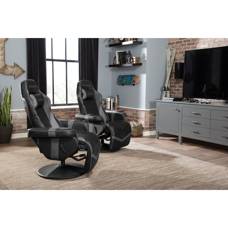 Gray Racing Style Gaming Recliner with Footrest and Cup Holder