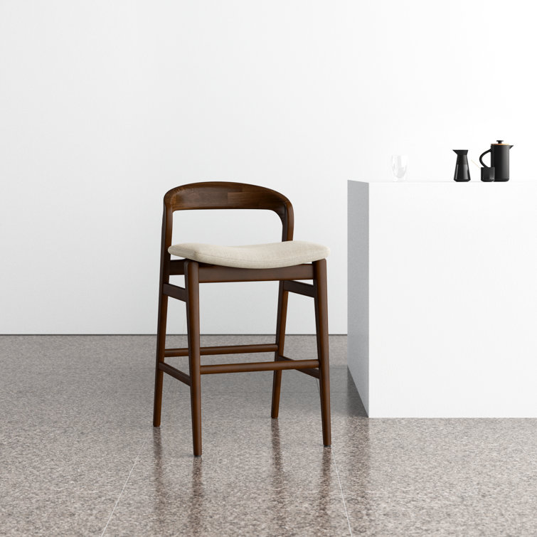 Medley Ivory and Nogal Frame Low Back Counter Stool