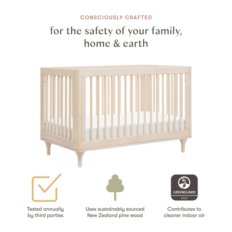 Washed Natural Pine 3-in-1 Convertible Crib with Toddler Rail