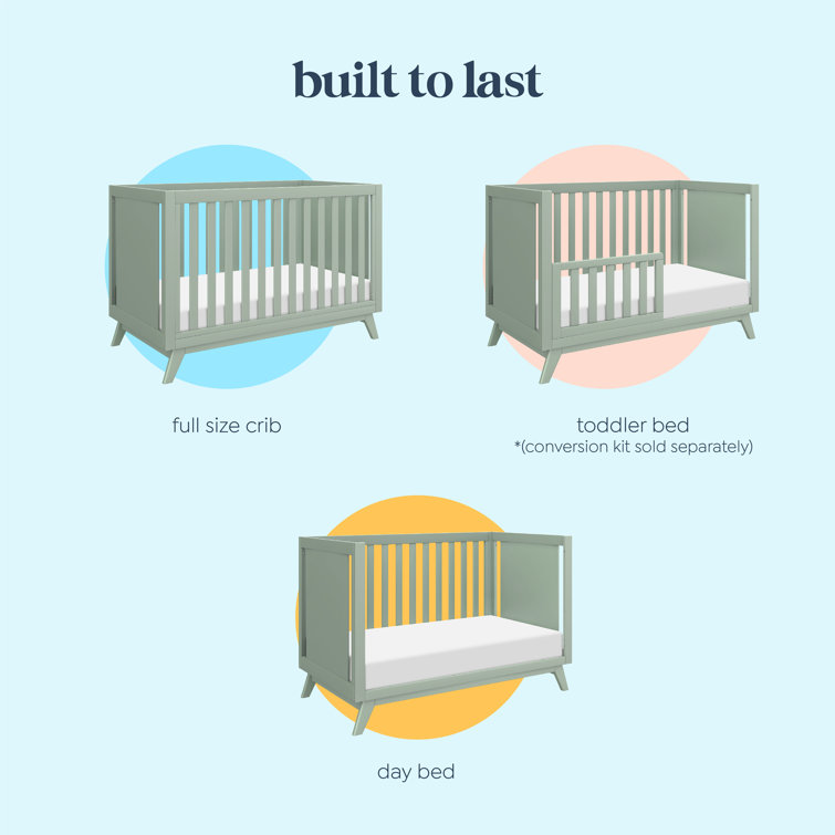 Light Sage MDF 3-in-1 Convertible Standard Crib