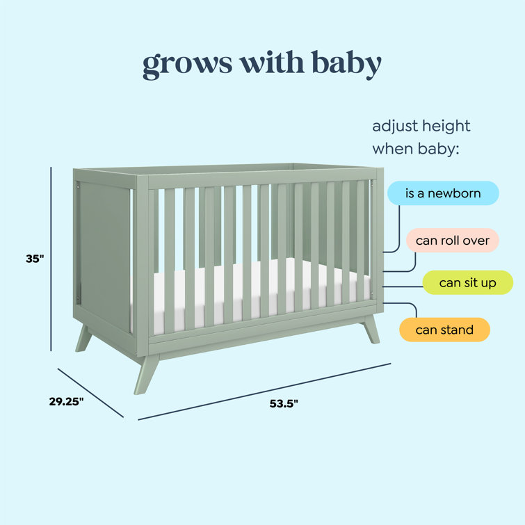 Light Sage MDF 3-in-1 Convertible Standard Crib