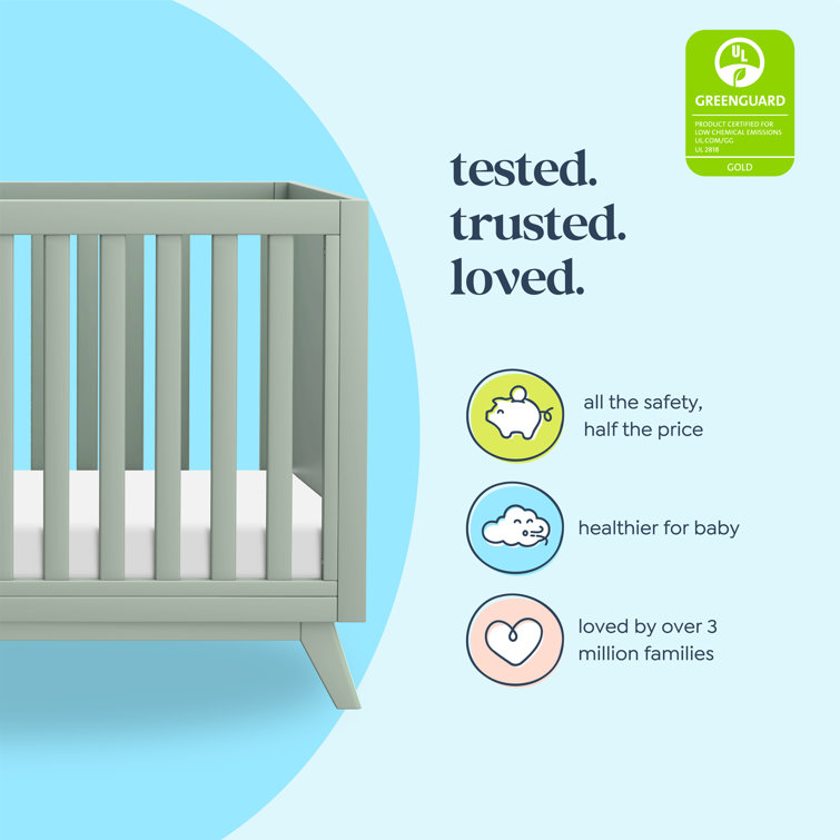 Light Sage MDF 3-in-1 Convertible Standard Crib