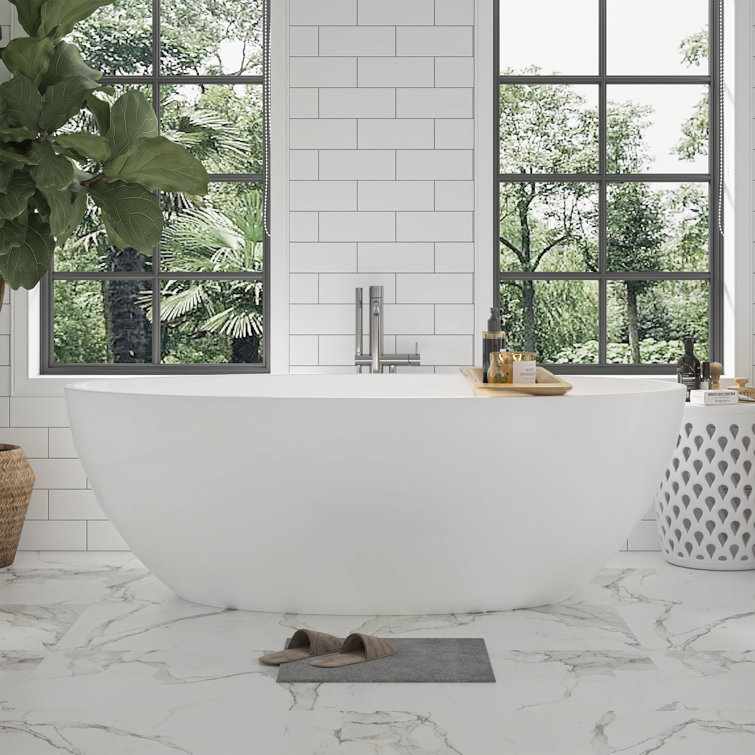68.5" White Acrylic Freestanding Soaking Bathtub