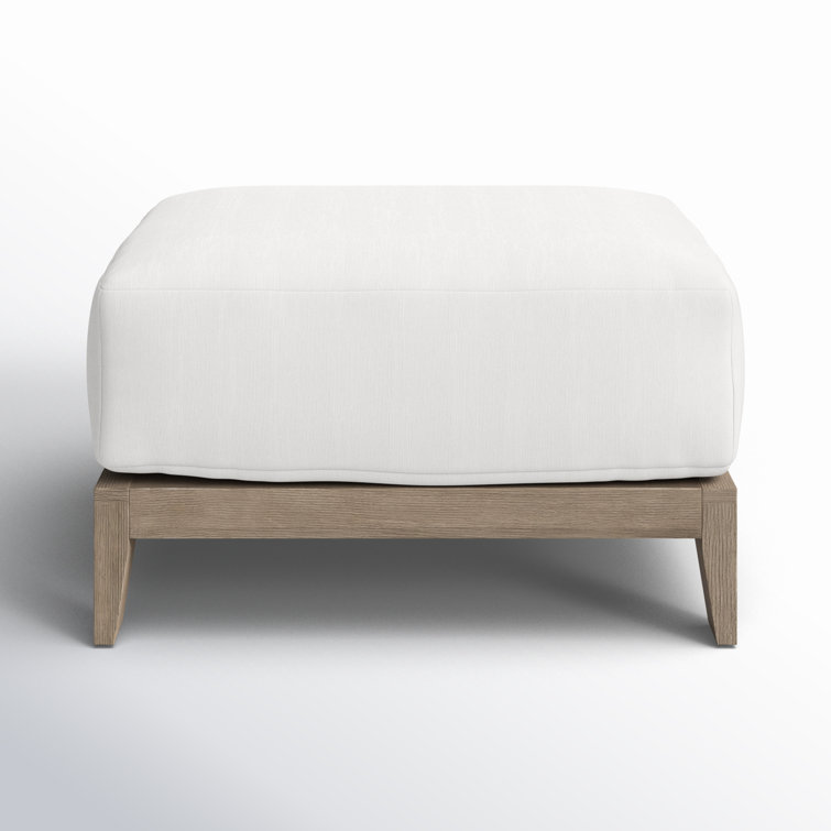 Teak Outdoor Ottoman with White Sunbrella Cushion