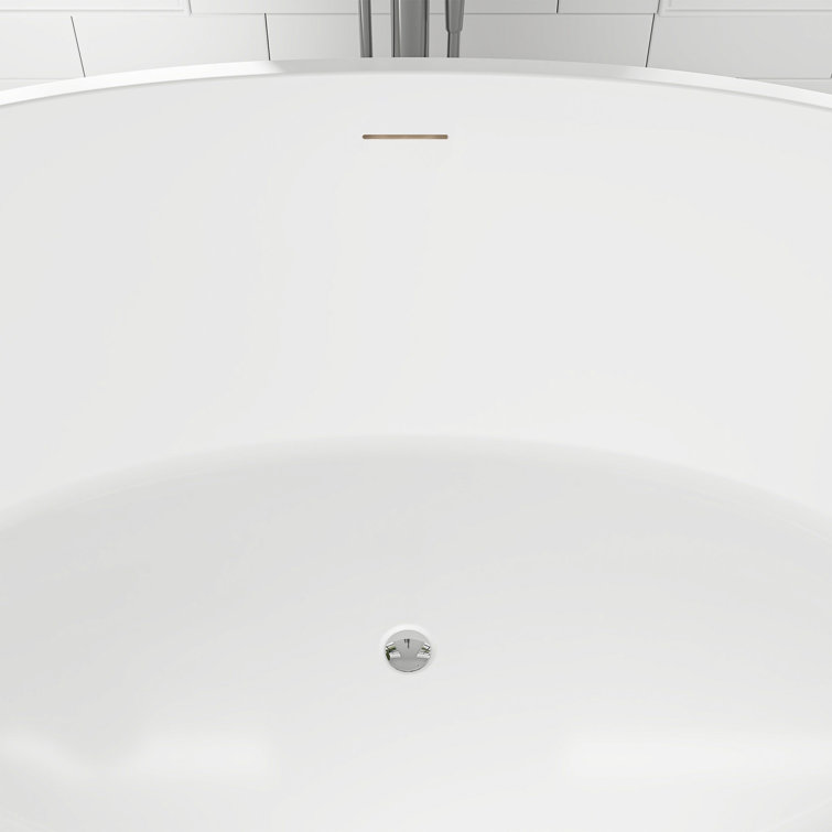 Modern White Acrylic Freestanding Soaking Bathtub with Overflow