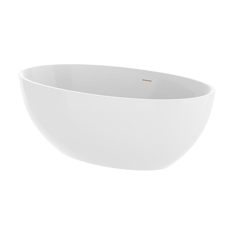 Modern White Acrylic Freestanding Soaking Bathtub with Overflow