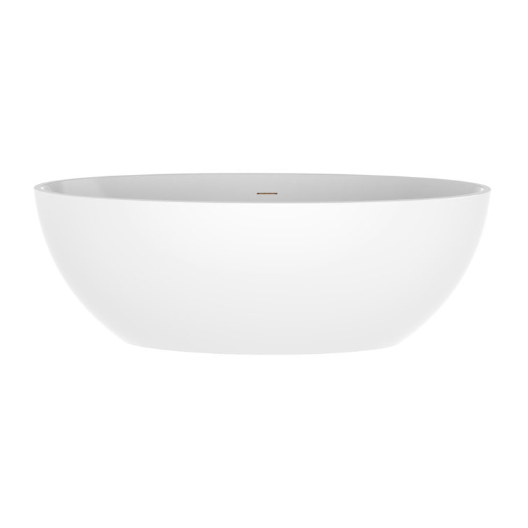 Modern White Acrylic Freestanding Soaking Bathtub with Overflow