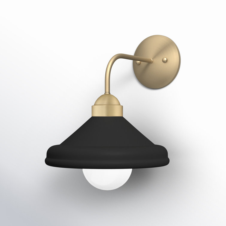 Matte Black and Gold Leaf Dimmable Wall Sconce