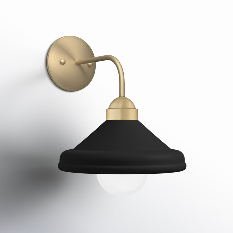 Matte Black and Gold Leaf Dimmable Wall Sconce