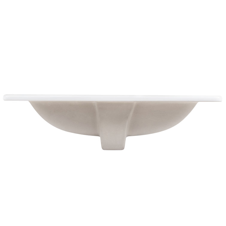 21'' White Gloss Ceramic Rectangular Drop-In Bathroom Sink