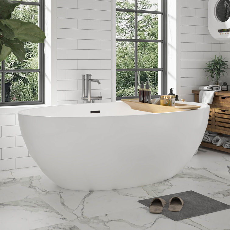 68.5" White Acrylic Freestanding Soaking Bathtub