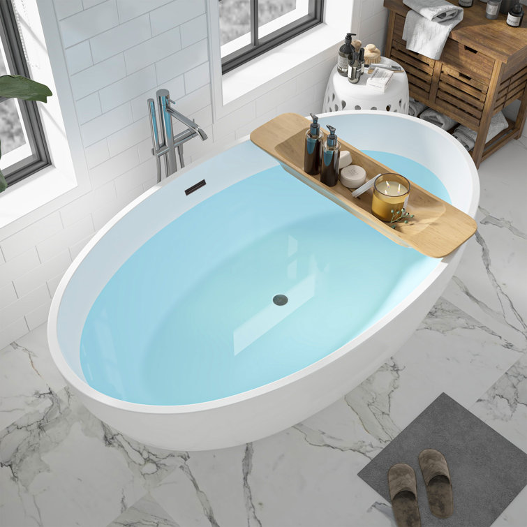 68.5" White Acrylic Freestanding Soaking Bathtub