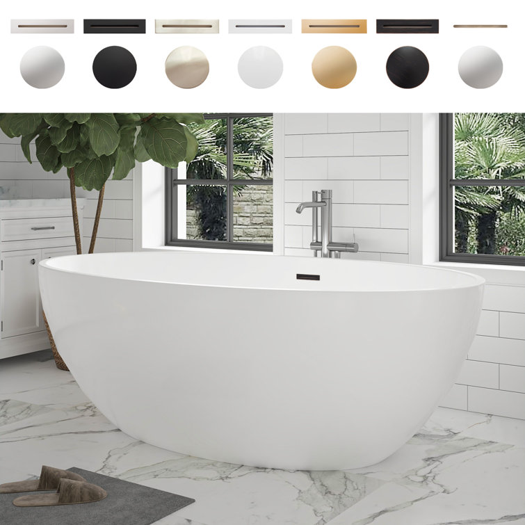 68.5" White Acrylic Freestanding Soaking Bathtub