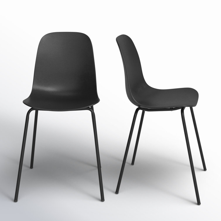 Aleta Black Plastic and Metal Dining Chairs, Set of 2