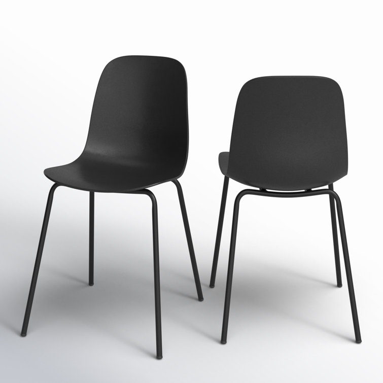 Aleta Black Plastic and Metal Dining Chairs, Set of 2