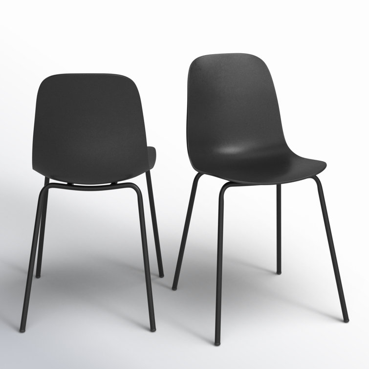 Aleta Black Plastic and Metal Dining Chairs, Set of 2