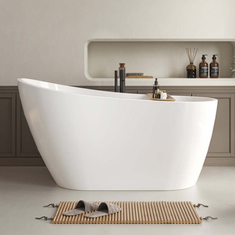 Maya 55" White Acrylic Freestanding Soaking Bathtub