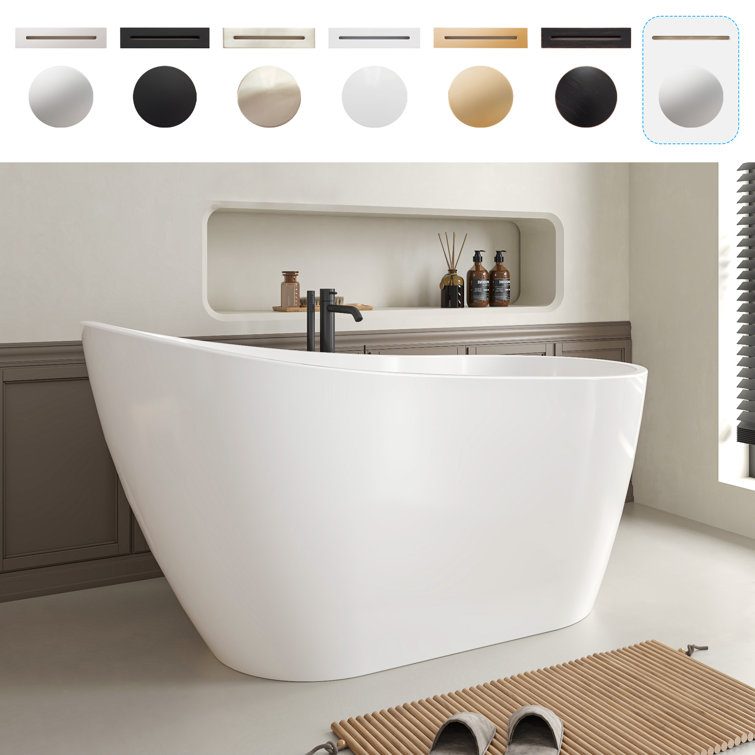 Maya 55" White Acrylic Freestanding Soaking Bathtub