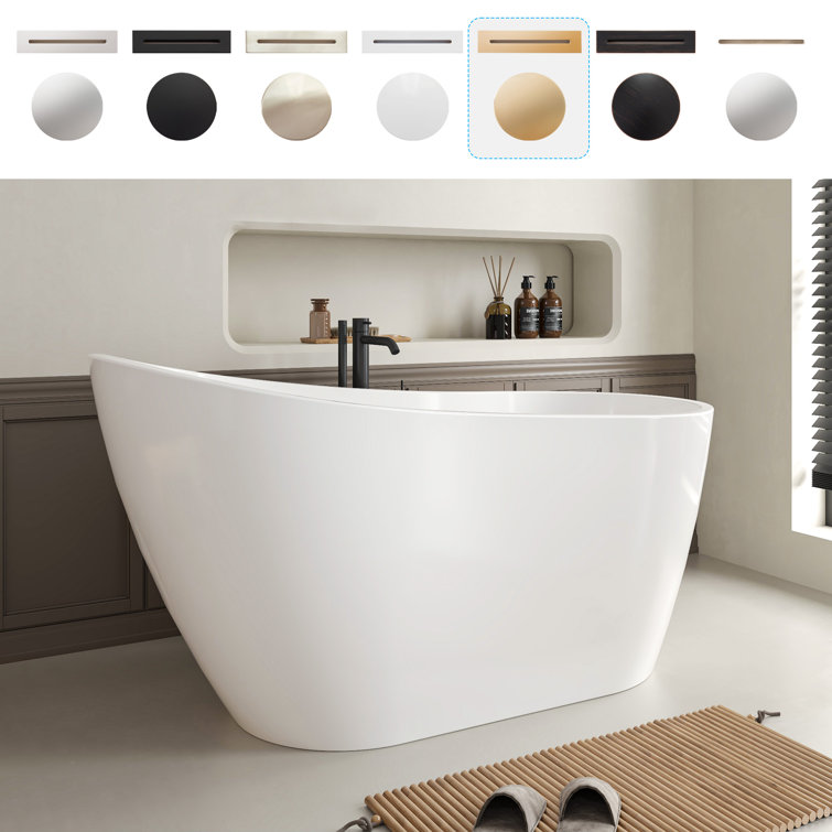 Maya 55" White Freestanding Acrylic Soaking Bathtub