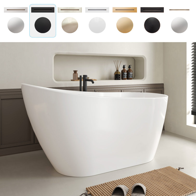 Maya 55" White Acrylic Freestanding Soaking Bathtub
