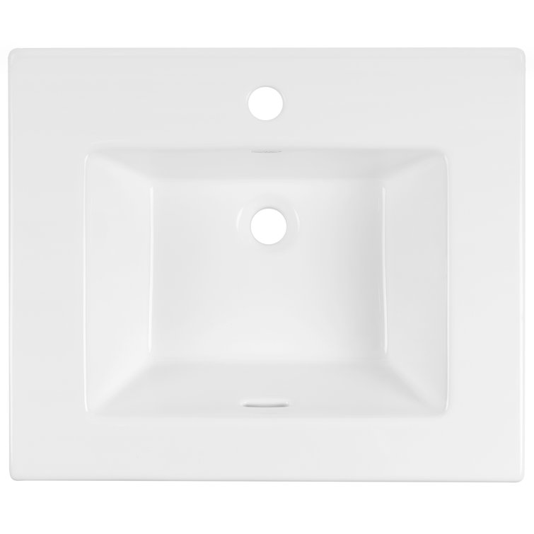 21'' White Rectangular Ceramic Drop-In Bathroom Sink
