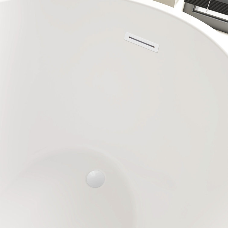 Pure White 55" x 28" Freestanding Acrylic Soaking Bathtub
