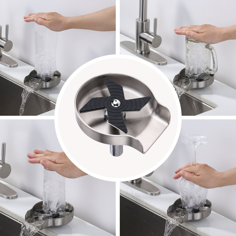 Brushed Nickel Single Handle Pull Down Kitchen Faucet with Glass Rinser