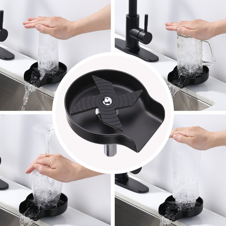 Matte Black Single Handle Pull-Down Kitchen Faucet with Deckplate