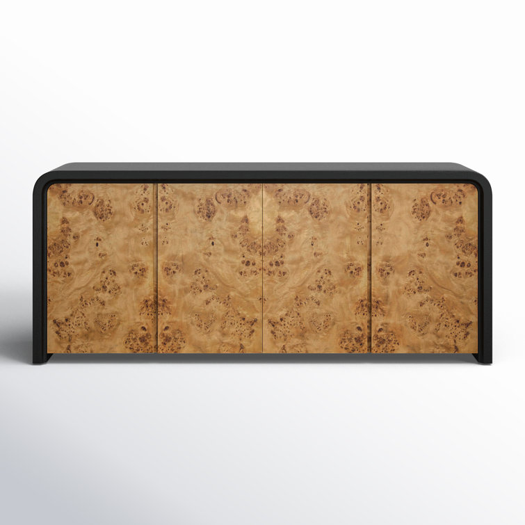 Gerda 78.75'' Black and Natural Oak Burl Wood Sideboard