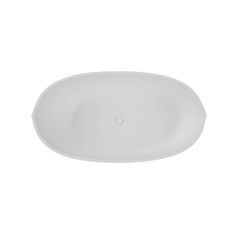 65'' Matte White Solid Surface Freestanding Soaking Bathtub