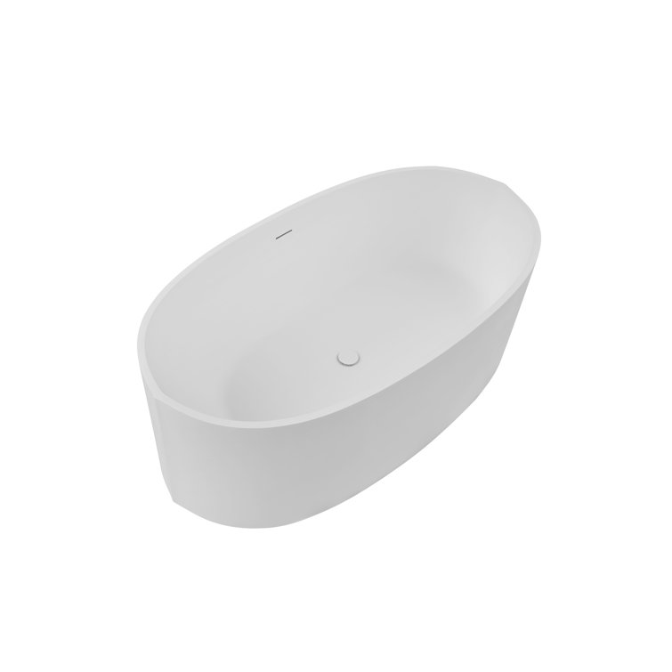 65'' Matte White Solid Surface Freestanding Soaking Bathtub