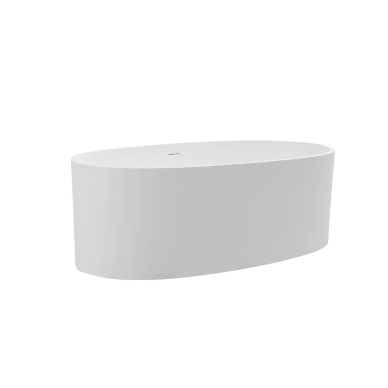 65'' Matte White Solid Surface Freestanding Soaking Bathtub