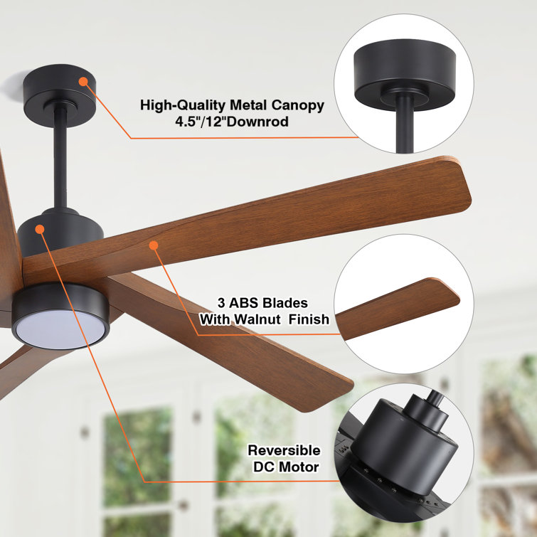 64'' Gold and Black Ceiling Fan with Light and Remote
