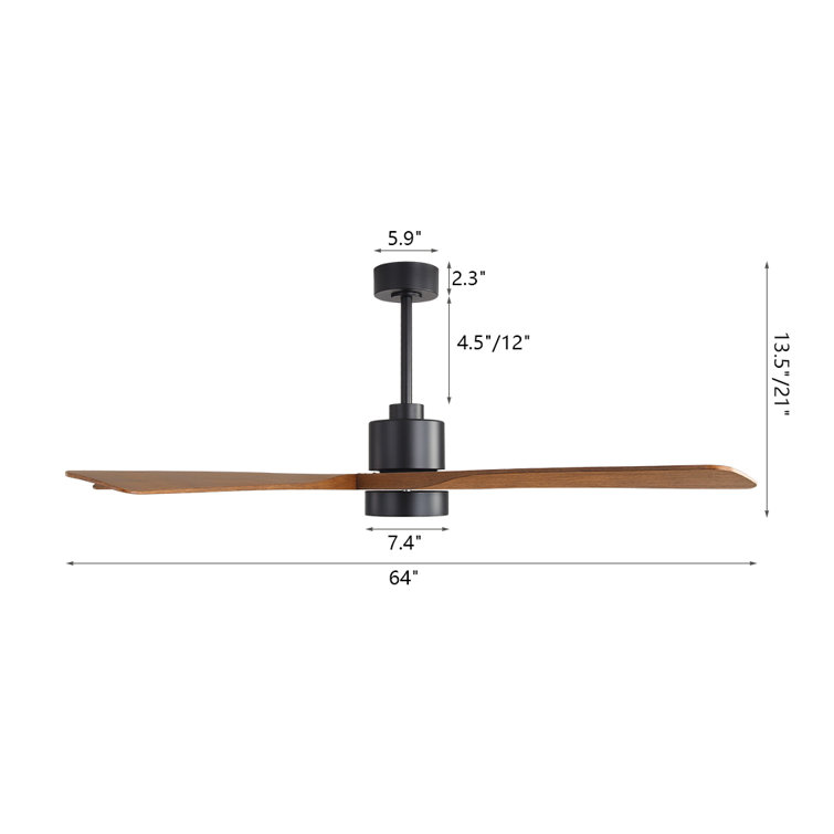 64'' Gold and Black Ceiling Fan with Light and Remote