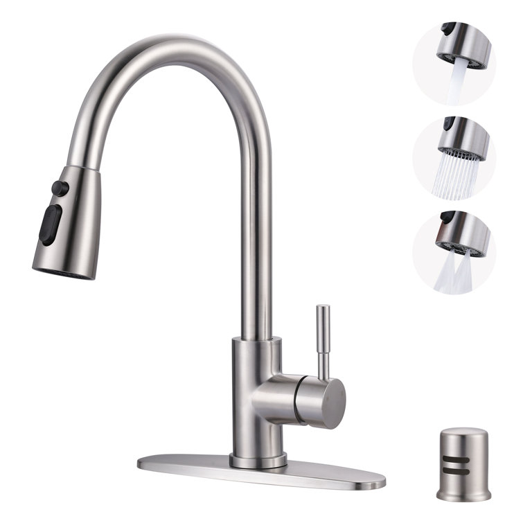 Brushed Nickel Single Handle Pull-Down Kitchen Faucet
