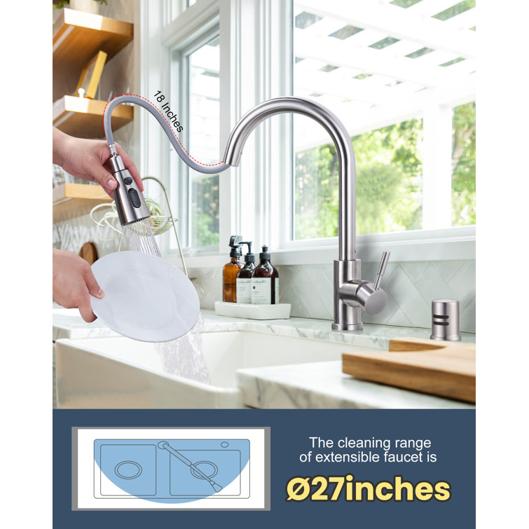 Brushed Nickel Single Handle Pull-Down Kitchen Faucet
