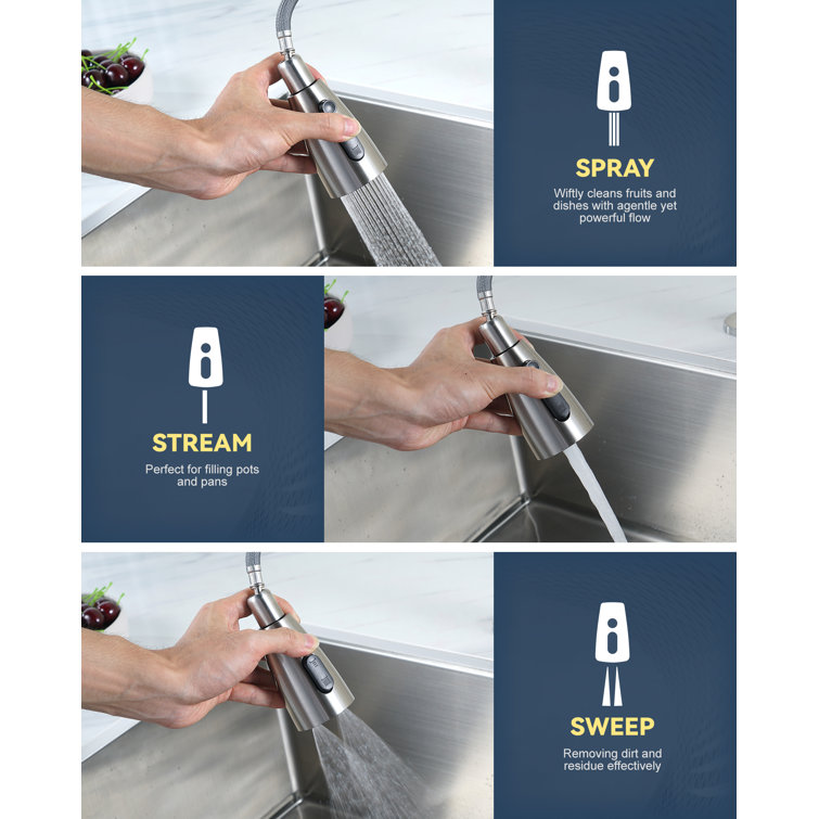 Brushed Nickel Single Handle Pull-Down Kitchen Faucet