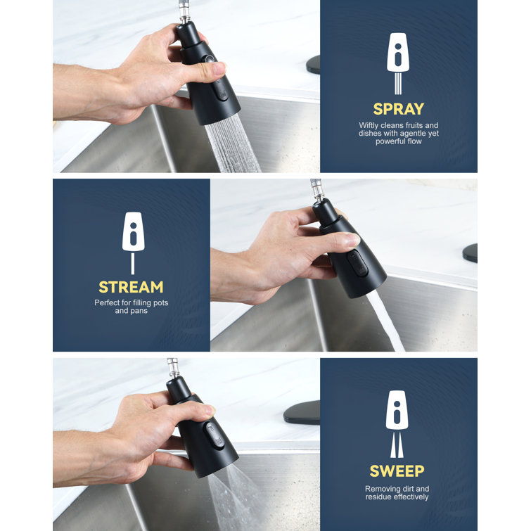 Matte Black Stainless Steel Pull-Down Kitchen Faucet with Air Gap Kit