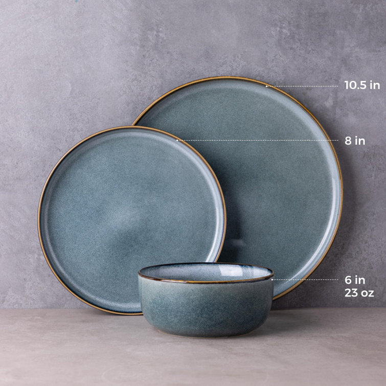 Latris Ocean Blue Ceramic 12-Piece Dinnerware Set