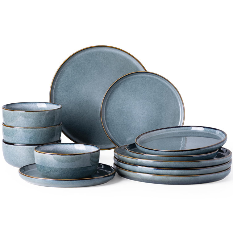 Latris Ocean Blue Ceramic 12-Piece Dinnerware Set