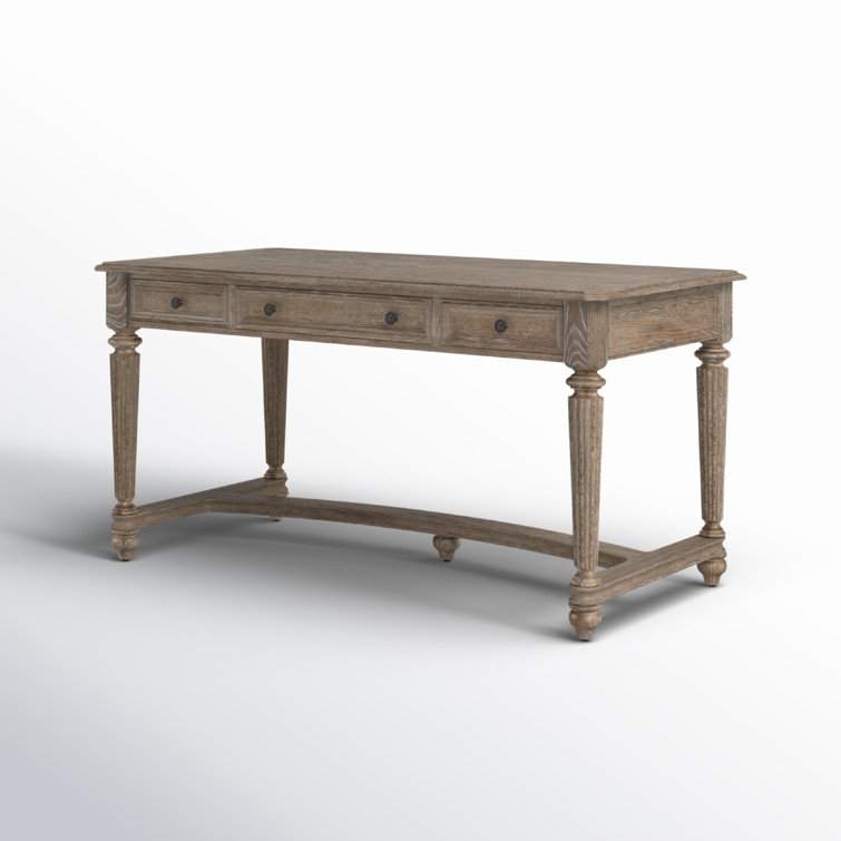 Traditional Oak Executive Home Office Desk with Drawers and Power Hub