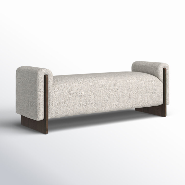 Sierra Sand Beige Upholstered Bench with Ash Wood Legs
