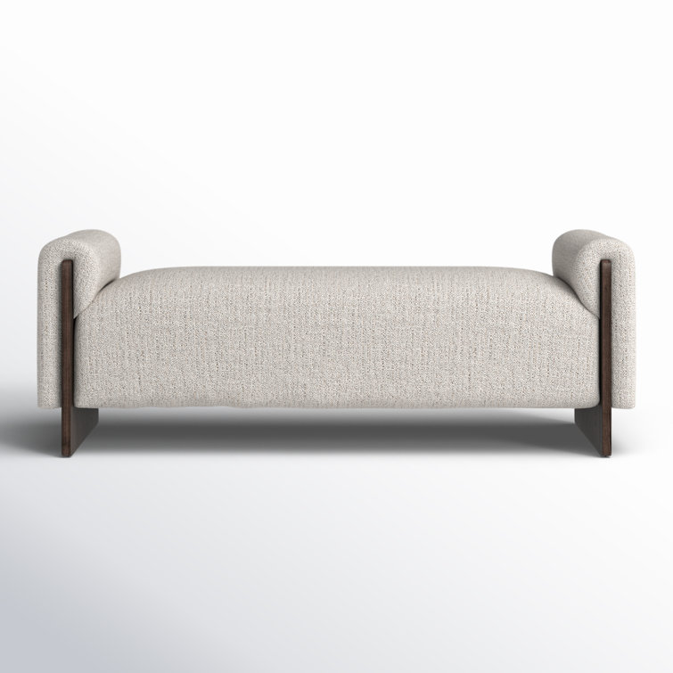 Sierra Sand Beige Upholstered Bench with Ash Wood Legs