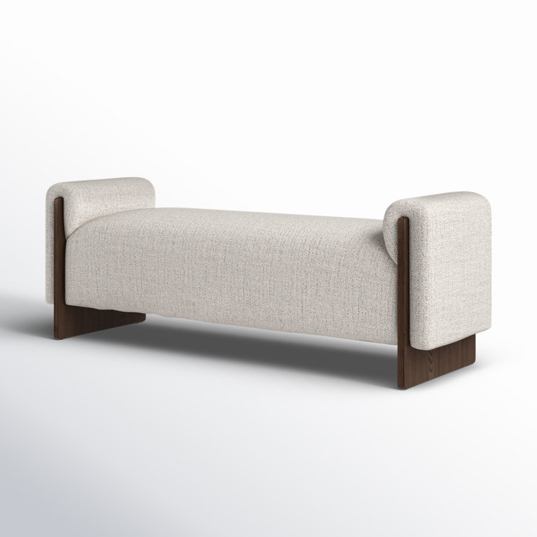 Sierra Sand Beige Upholstered Bench with Ash Wood Legs