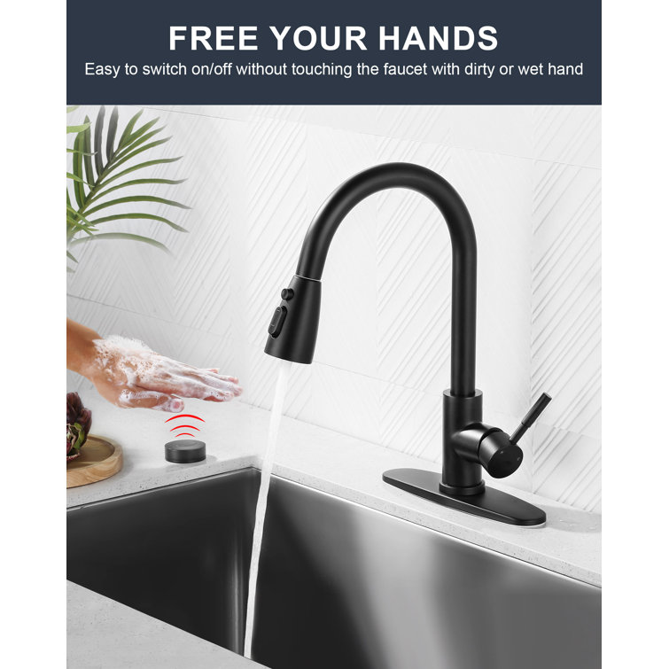 Matte Black Touchless Pull-Down Sprayer Kitchen Faucet with Sensor